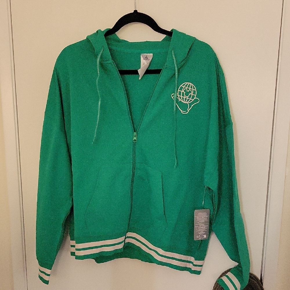 NWT Disney World Women Green Varsity ZIip Hoodie - Size L